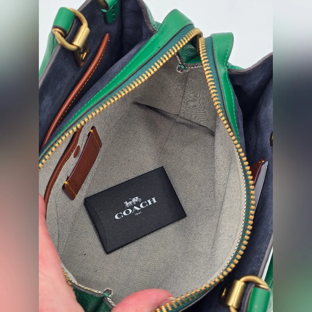 Coach Rogue Satchel 25 In Glovetanned Pebble Leather, Shamrock- Includes Charm - Picture 11 of 16